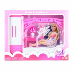 Set De Dormitorio Para Muñeca LEISURE DAY 8 Piezas