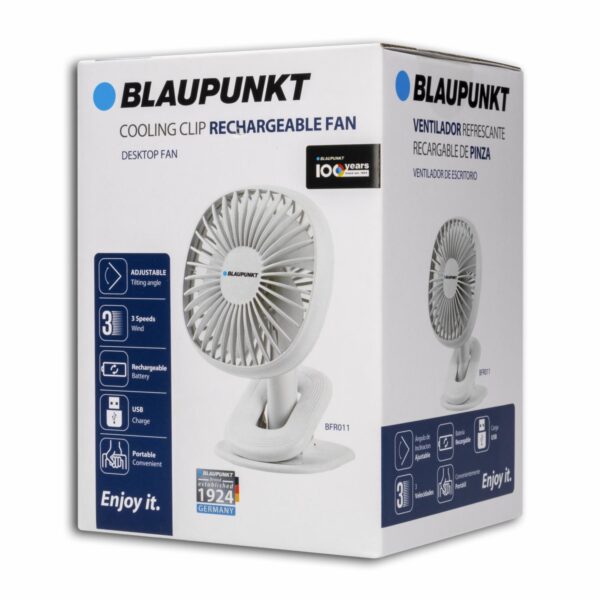 Ventilador De Escritorio Recargable De Pinza BLAUPUNKT BFR011 - Imagen 2