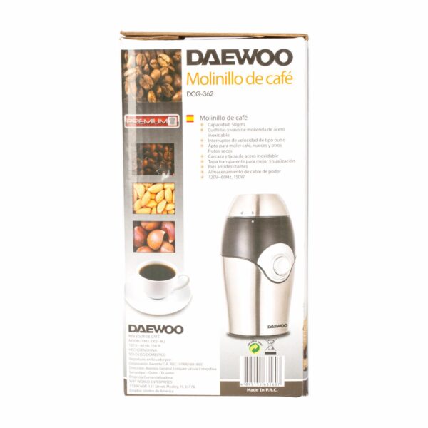 Molino De Café Plateado Modelo DCG362 DAEWOO 150 Watts - Imagen 4