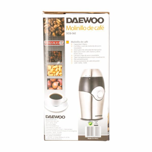 Molino De Café Plateado Modelo DCG362 DAEWOO 150 Watts - Imagen 4