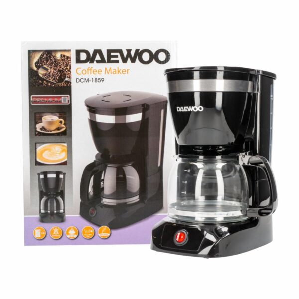 Cafetera Eléctrica Con Filtro Y Jarra De Vidrio Negra DCM-1859 DAEWOO 10-12 Tazas - Imagen 2