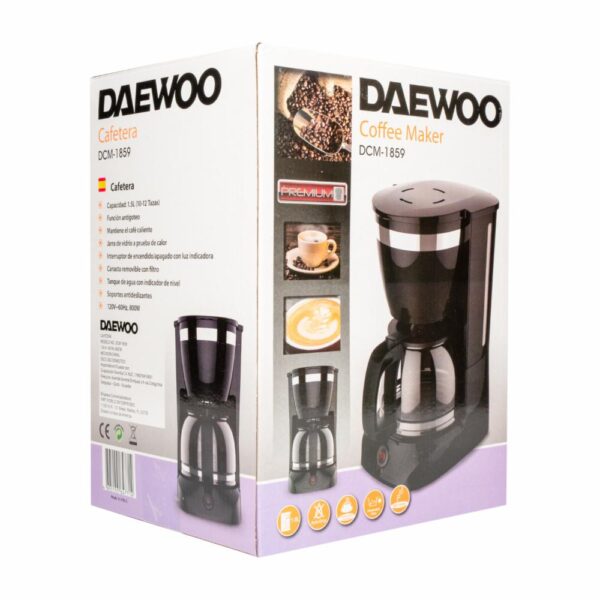 Cafetera Eléctrica Con Filtro Y Jarra De Vidrio Negra DCM-1859 DAEWOO 10-12 Tazas - Imagen 5