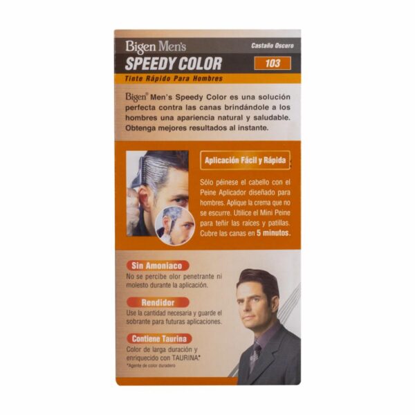 Tinte Para Cabello En Crema Sin Amoníaco N° 103 Castaño Oscuro BIGEN MEN´S 1 Kit + Peine - Imagen 4