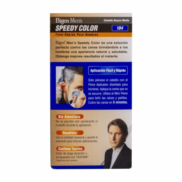 Tinte Para Cabello En Crema Sin Amoníaco N° 104 Castaño BIGEN MEN´S 1 Kit + Peine - Imagen 2