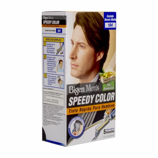 Tinte Para Cabello En Crema Sin Amoníaco N° 104 Castaño BIGEN MEN´S 1 Kit + Peine - Imagen 4