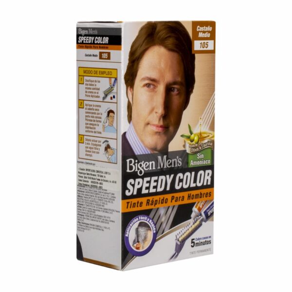 Tinte Para Cabello En Crema Sin Amoníaco N° 105 Castaño Mediano BIGEN MEN´S 1 Kit + Peine - Imagen 4