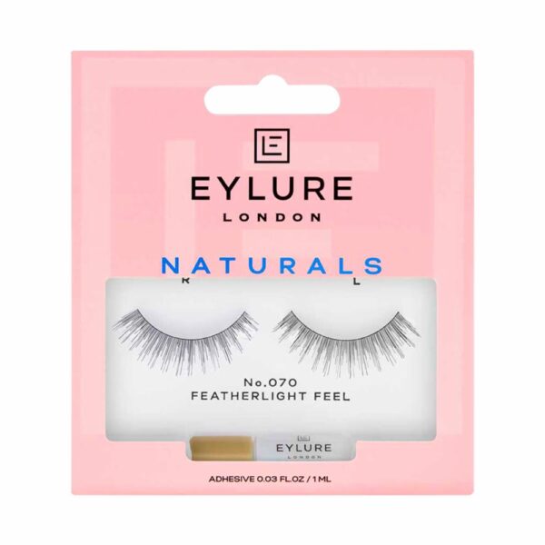 Pestañas Postizas De Banda Naturals N°070 + Adhesivo EYLURE 1 Par