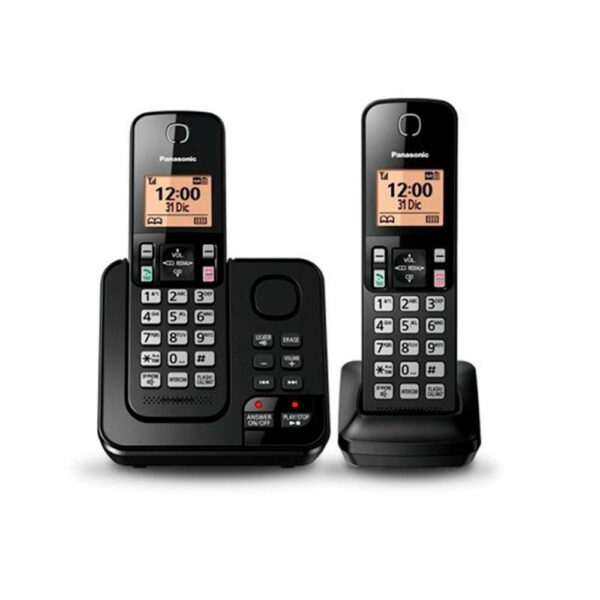 Teléfono Negro 2 Auriculares PANASONIC Inalámbrico