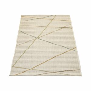 Alfombra Motivo Mundo Rayas Tonos Biege THREE CARPENTS 80 x 150 Cm
