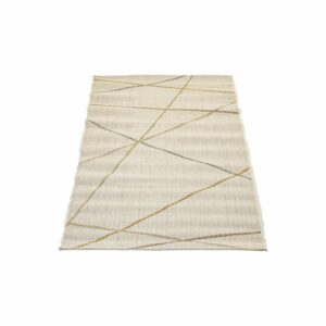 Alfombra Motivo Mundo Rayas Tonos Biege THREE CARPENTS 80 x 150 Cm