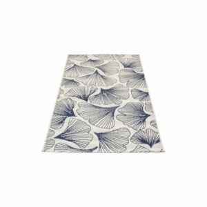 Alfombra Lineo Hojas Beige Con Azul THREE CARPENTS 80X150 Cm