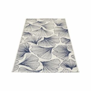Alfombra Lineo Hojas Beige Con Azul THREE CARPENTS 80X150 Cm