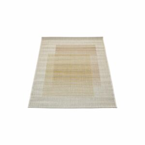 Alfombra Modelo Mundo Cuadrícula Doble, Tonos Beige Con Naranja THREE CARPENTS 80 x 150 Cm