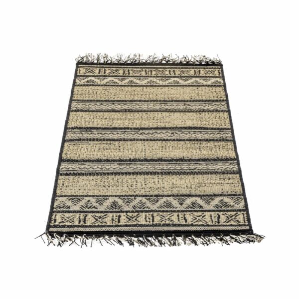 Alfombra Modelo Origin Franjas Flecos Beige Con Negro THREE CARPENTS 67 x 130 Cm