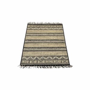 Alfombra Modelo Origin Franjas Flecos Beige Con Negro THREE CARPENTS 67 x 130 Cm