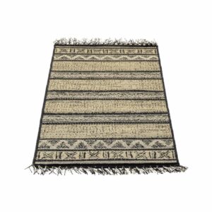 Alfombra Modelo Origin Franjas Flecos Beige Con Negro THREE CARPENTS 67 x 130 Cm