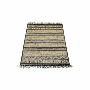 Alfombra Modelo Origin Franjas Flecos Beige Con Negro THREE CARPENTS 67 x 130 Cm