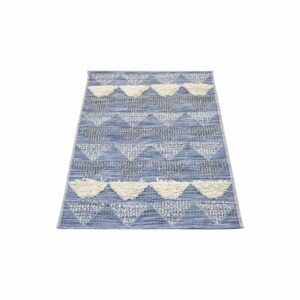 Alfombra Motivo Navajo Relieves Triangulos Azul Con Beige THREE CARPENTS 80 x 150 Cm