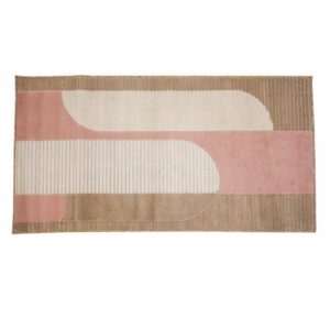 Alfombra Trama Formas Rosa Con Beige BALTA 150 X 80 Cm