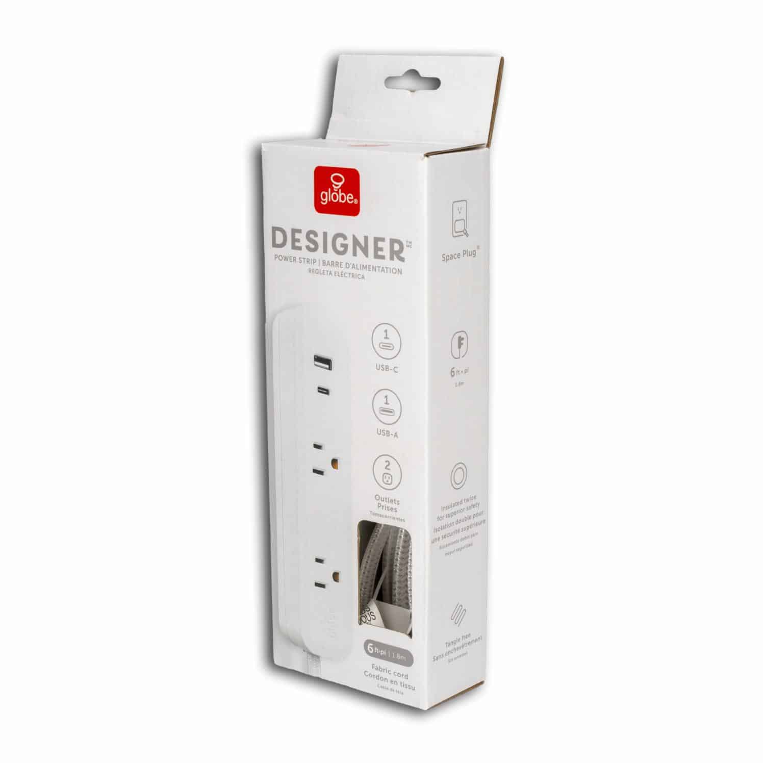 Multitoma Eléctrica Con USB Blanco GLOBE Unidad - Imagen 2