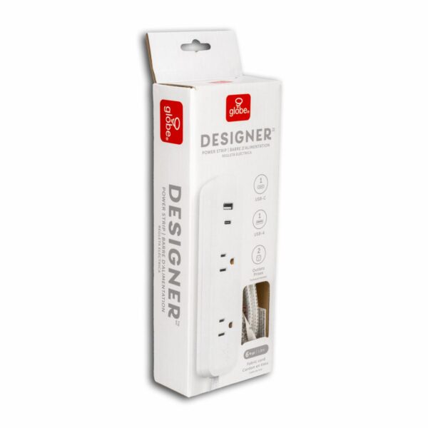 Multitoma Eléctrica Con USB Blanco GLOBE Unidad - Imagen 3