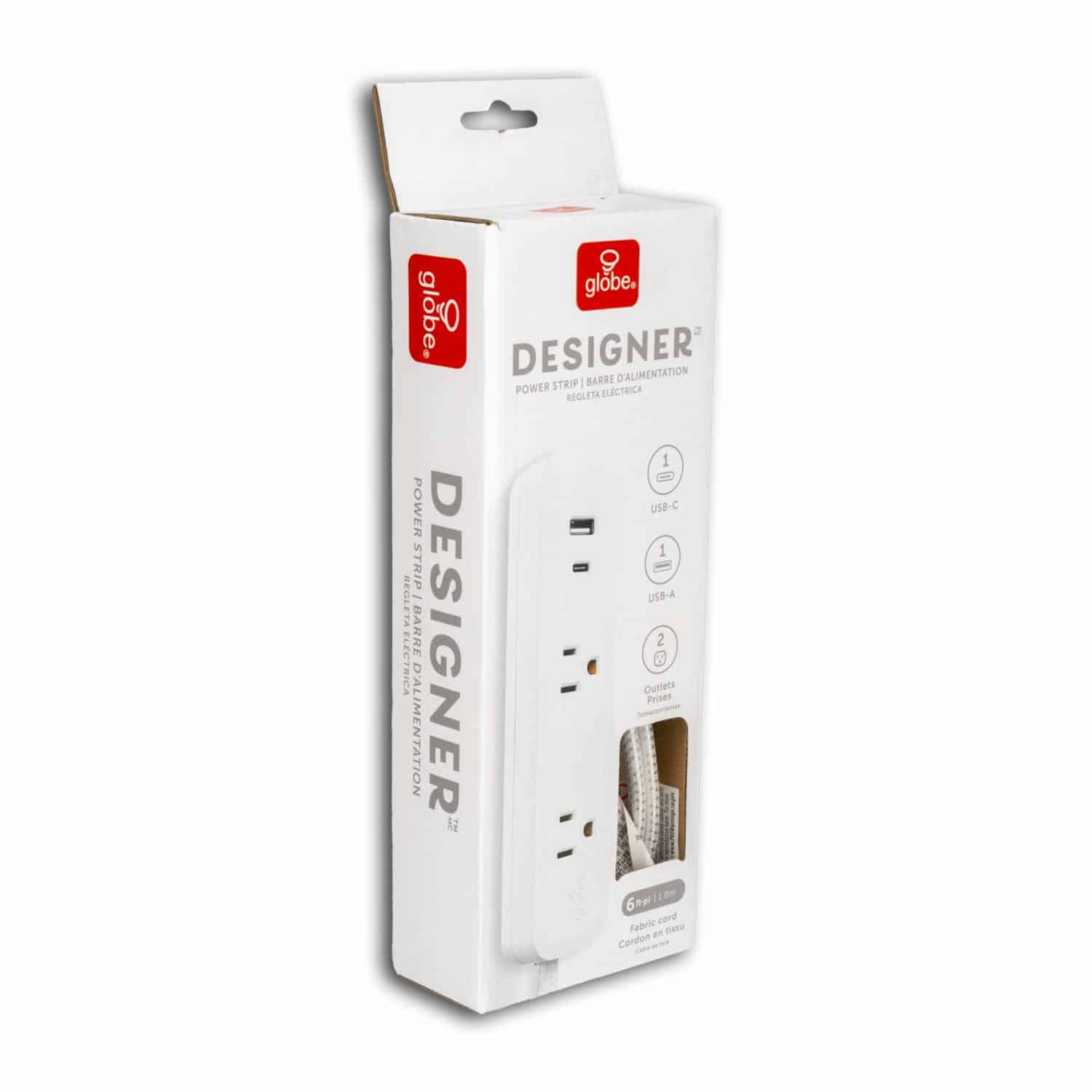 Multitoma Eléctrica Con USB Blanco GLOBE Unidad - Imagen 3