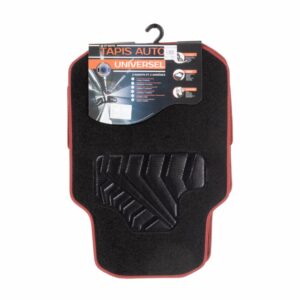 Moqueta Para Auto De Alfombra Con Filos Rojos CUSTO 4 Piezas