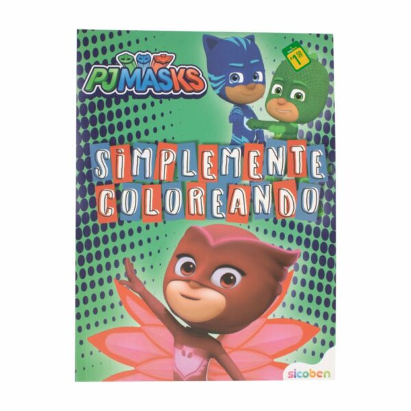 Libro Infantil Pj Masks Simplemente Coloreando Verde SICOBEN 24 Páginas