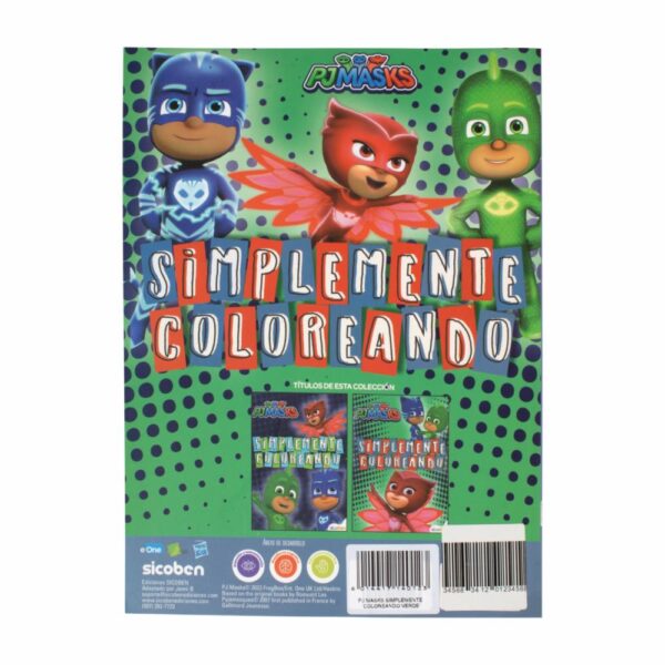 Libro Infantil Pj Masks Simplemente Coloreando Verde SICOBEN 24 Páginas - Imagen 2