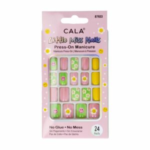 Uñas Postizas Green Pink Yellow CALA 24 Piezas