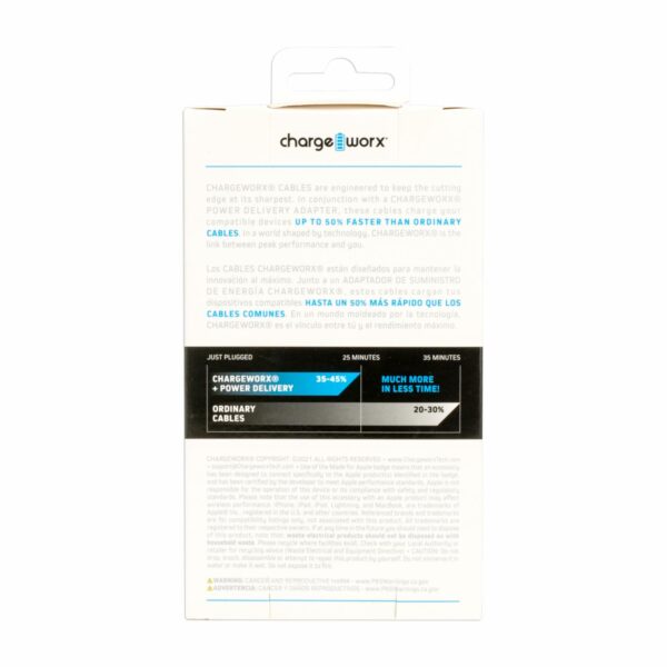Cable Lightning Usb-C Negro CHARGE WORX 6 Pies - Imagen 2