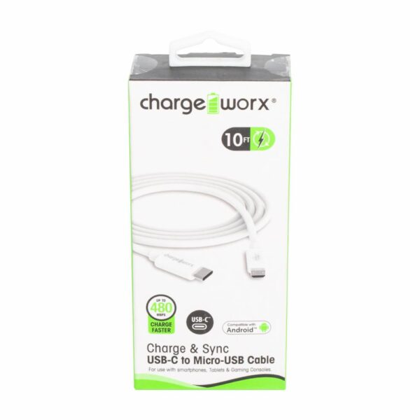 Cable Usb-c A Micro- Usb CHARGE WORX 10 Pies