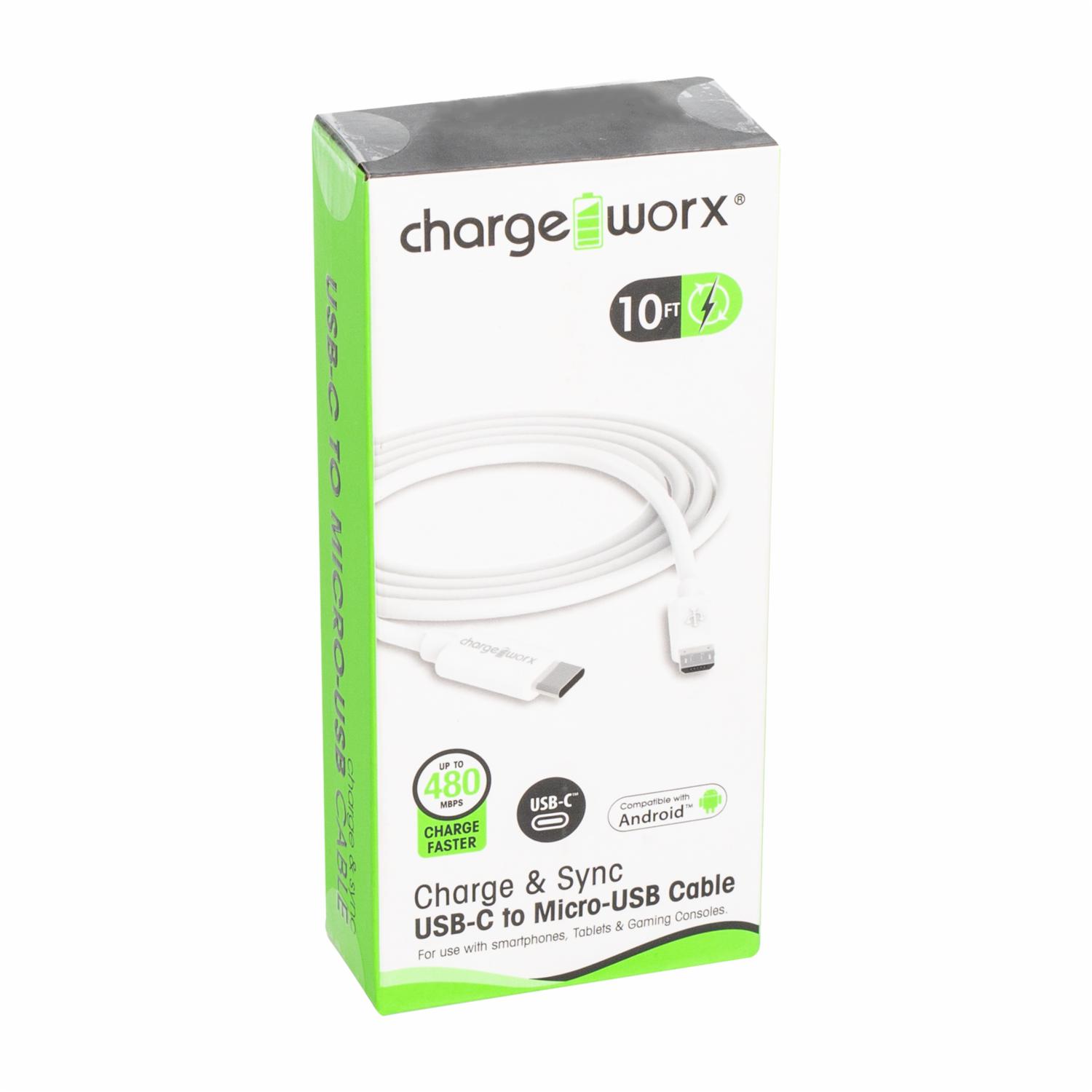 Cable Usb-c A Micro- Usb CHARGE WORX 10 Pies - Imagen 3