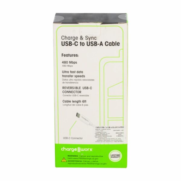 Cable Usb-c A Usb-a Whiblanco CHARGE WORXS Unidad - Imagen 2