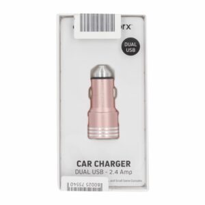 Cargador Doble USB Coche Oro Rosa CHARGE WORX 2,4 Amp