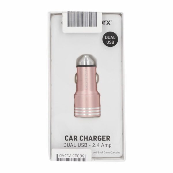 Cargador Doble USB Coche Oro Rosa CHARGE WORX 2,4 Amp