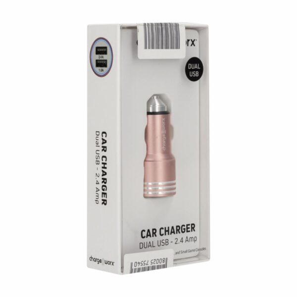 Cargador Doble USB Coche Oro Rosa CHARGE WORX 2,4 Amp - Imagen 4