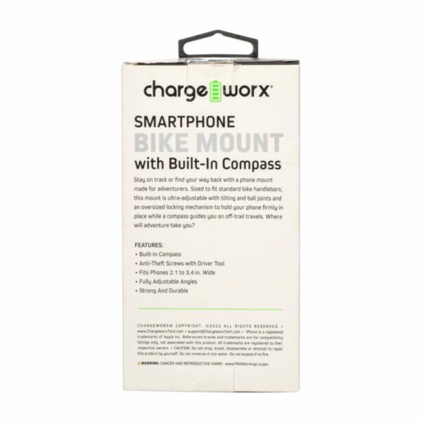 Soporte De Celular Biciclete Con Brujula CHARGE WORX CHA-CX9722BK - Imagen 2