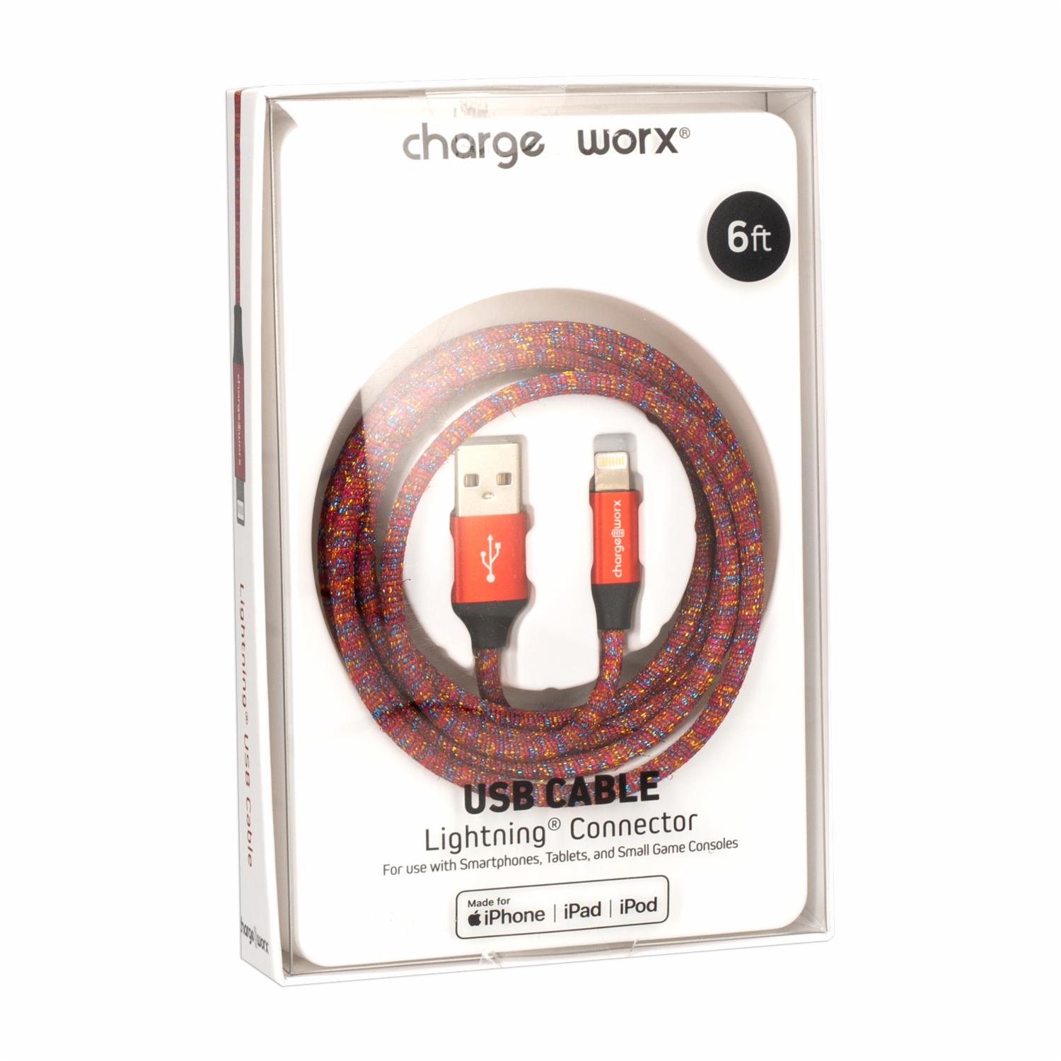 Cable Usb-c Rojo CHARGE WORX 6 Pies - Imagen 3
