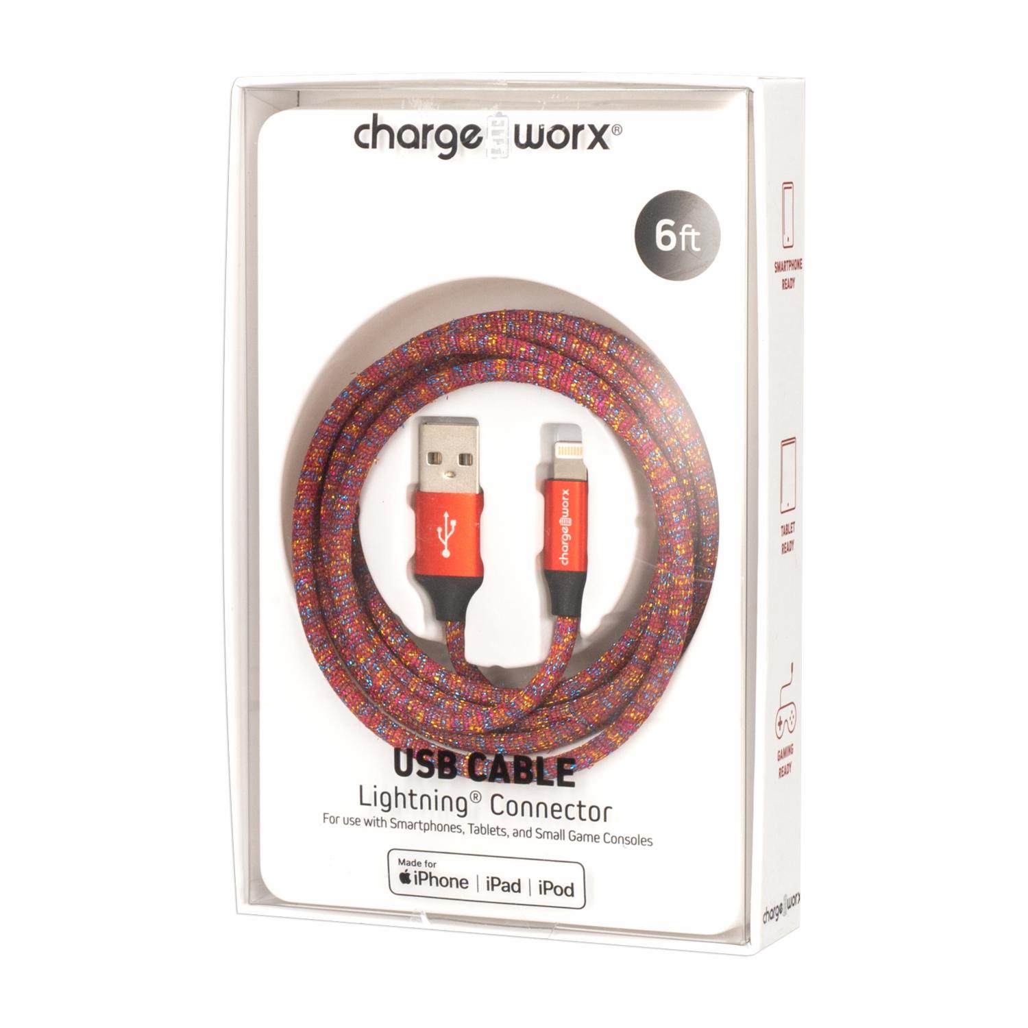 Cable Usb-c Rojo CHARGE WORX 6 Pies - Imagen 4