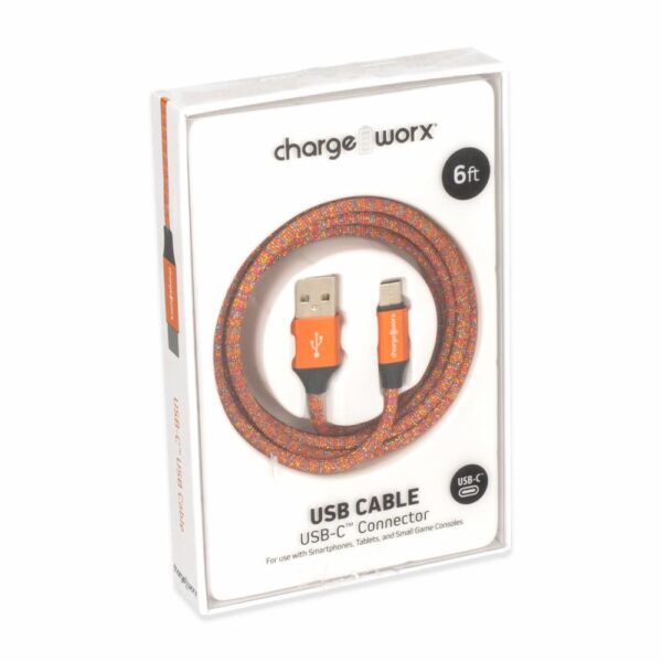 Cable Usb-c Naranja CHARGE WORX 6 Pies - Imagen 3