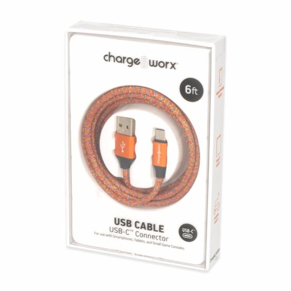 Cable Usb-c Naranja CHARGE WORX 6 Pies - Imagen 4