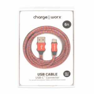 Cable Usb-c Rojo CHARGE WORX 6 Pies