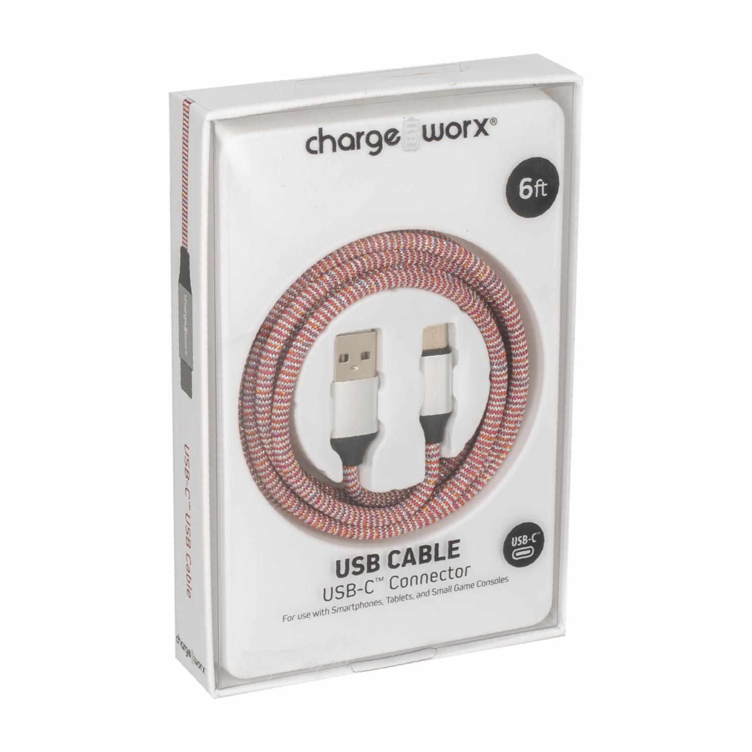 Cable Usb-c Rojo CHARGE WORX 6 Pies - Imagen 3