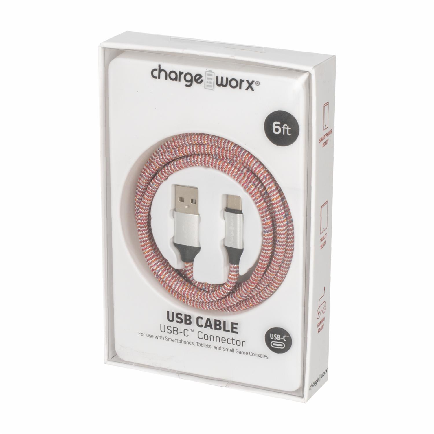 Cable Usb-c Rojo CHARGE WORX 6 Pies - Imagen 4