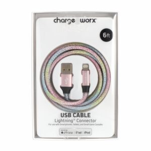 Cable Lightning Azul Claro CHARGE WORX 6 Pies