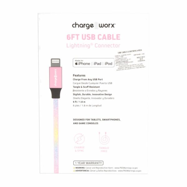 Cable Lightning Azul Claro CHARGE WORXS 6 Pies - Imagen 2