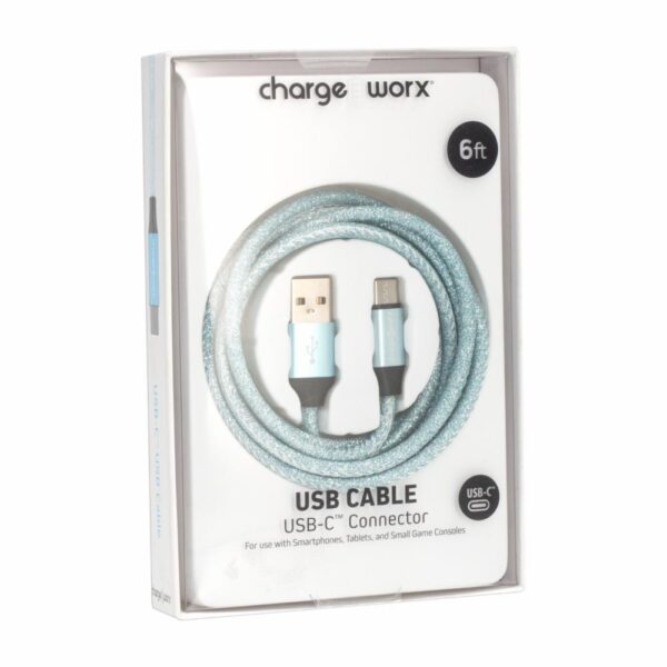 Cable Usb-c Azul Claro CHARGE WORX 6 Pies - Imagen 3