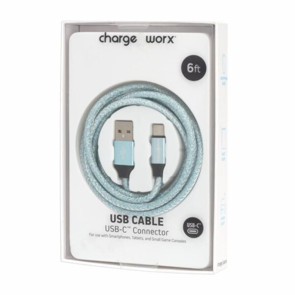 Cable Usb-c Azul Claro CHARGE WORX 6 Pies - Imagen 4