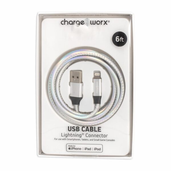 Cable Lightning Plateado CHARGE WORX 6 Pies